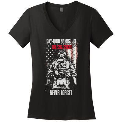 Say Ir Names Joe Names Of Fallen Soldiers 13 Heroes Women's V-Neck T-Shirt