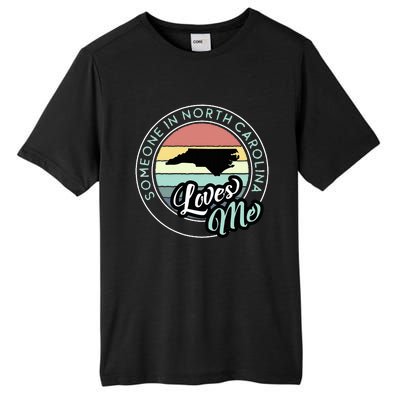 Someone In North Carolina Loves Me Vintage Sunset State Map Tall Fusion ChromaSoft Performance T-Shirt