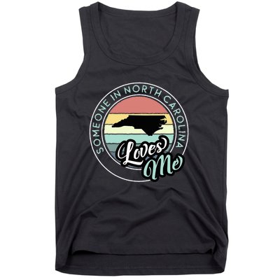 Someone In North Carolina Loves Me Vintage Sunset State Map Tank Top