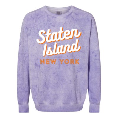 Staten Island Ny Retro Si Ny Colorblast Crewneck Sweatshirt