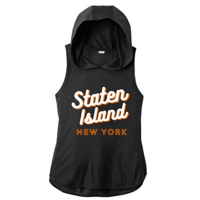 Staten Island Ny Retro Si Ny Ladies PosiCharge Tri-Blend Wicking Draft Hoodie Tank