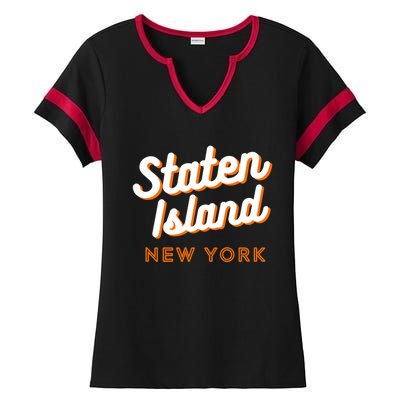 Staten Island Ny Retro Si Ny Ladies Halftime Notch Neck Tee