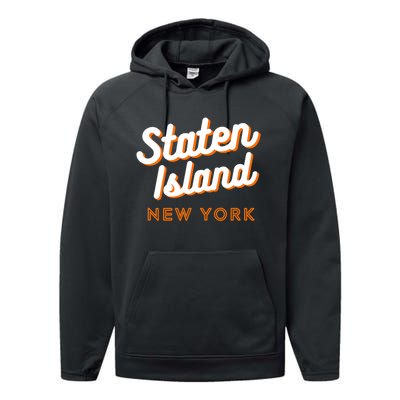 Staten Island Ny Retro Si Ny Performance Fleece Hoodie