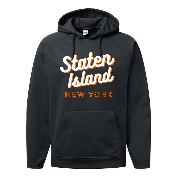 Staten Island Ny Retro Si Ny Performance Fleece Hoodie