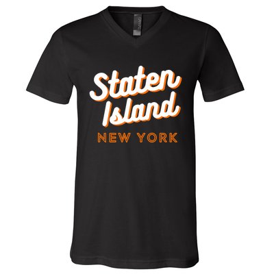 Staten Island Ny Retro Si Ny V-Neck T-Shirt