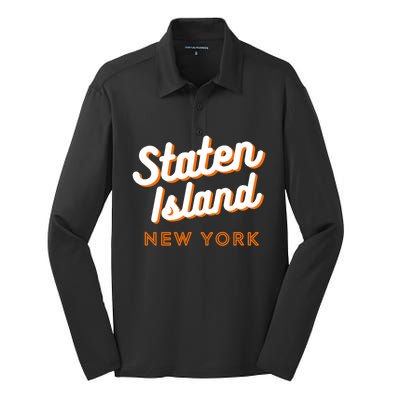 Staten Island Ny Retro Si Ny Silk Touch Performance Long Sleeve Polo