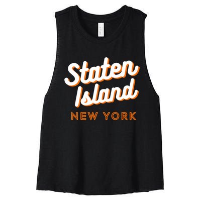 Staten Island Ny Retro Si Ny Women's Racerback Cropped Tank