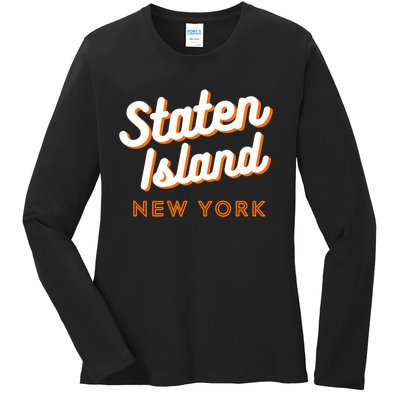 Staten Island Ny Retro Si Ny Ladies Long Sleeve Shirt