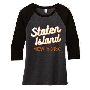 Staten Island Ny Retro Si Ny Women's Tri-Blend 3/4-Sleeve Raglan Shirt