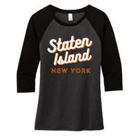 Staten Island Ny Retro Si Ny Women's Tri-Blend 3/4-Sleeve Raglan Shirt