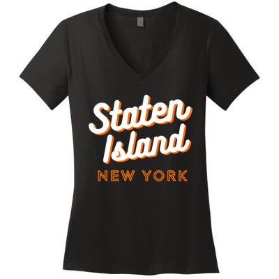 Staten Island Ny Retro Si Ny Women's V-Neck T-Shirt