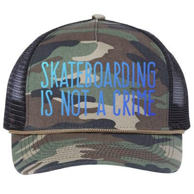 Skateboarding Is Not A Crime Skating Extreme Sport Gift Retro Rope Trucker Hat Cap