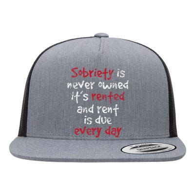 Sobriety Is Never Owned Sobriety Anniversary Sober Aa Na Flat Bill Trucker Hat