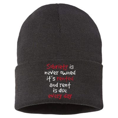 Sobriety Is Never Owned Sobriety Anniversary Sober Aa Na Sustainable Knit Beanie