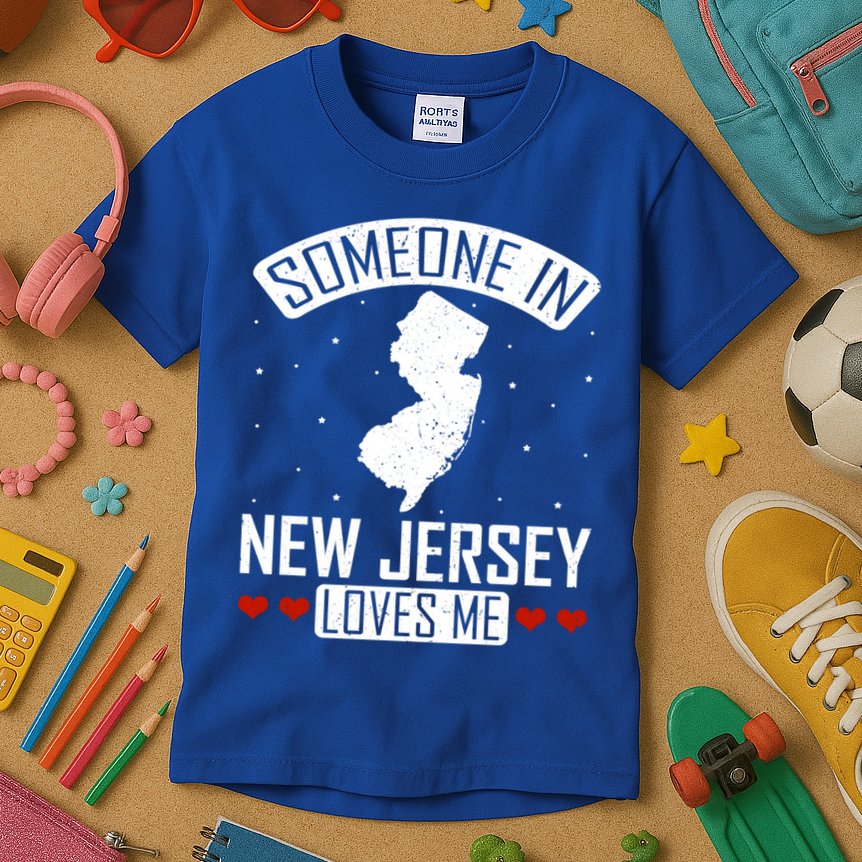 Someone In New Jersey Loves Me Nj State Souvenir Gift Kids T-Shirt