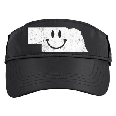 Smiling In NE – Funny Nebraska Happy Face Adult Drive Performance Visor