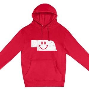 Smiling In NE – Funny Nebraska Happy Face Premium Pullover Hoodie