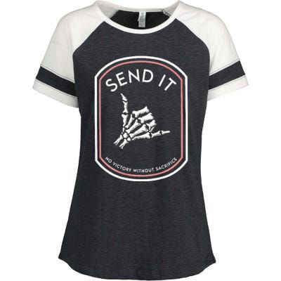 Send It No Victory Without Sacrifice Enza Ladies Jersey Colorblock Tee