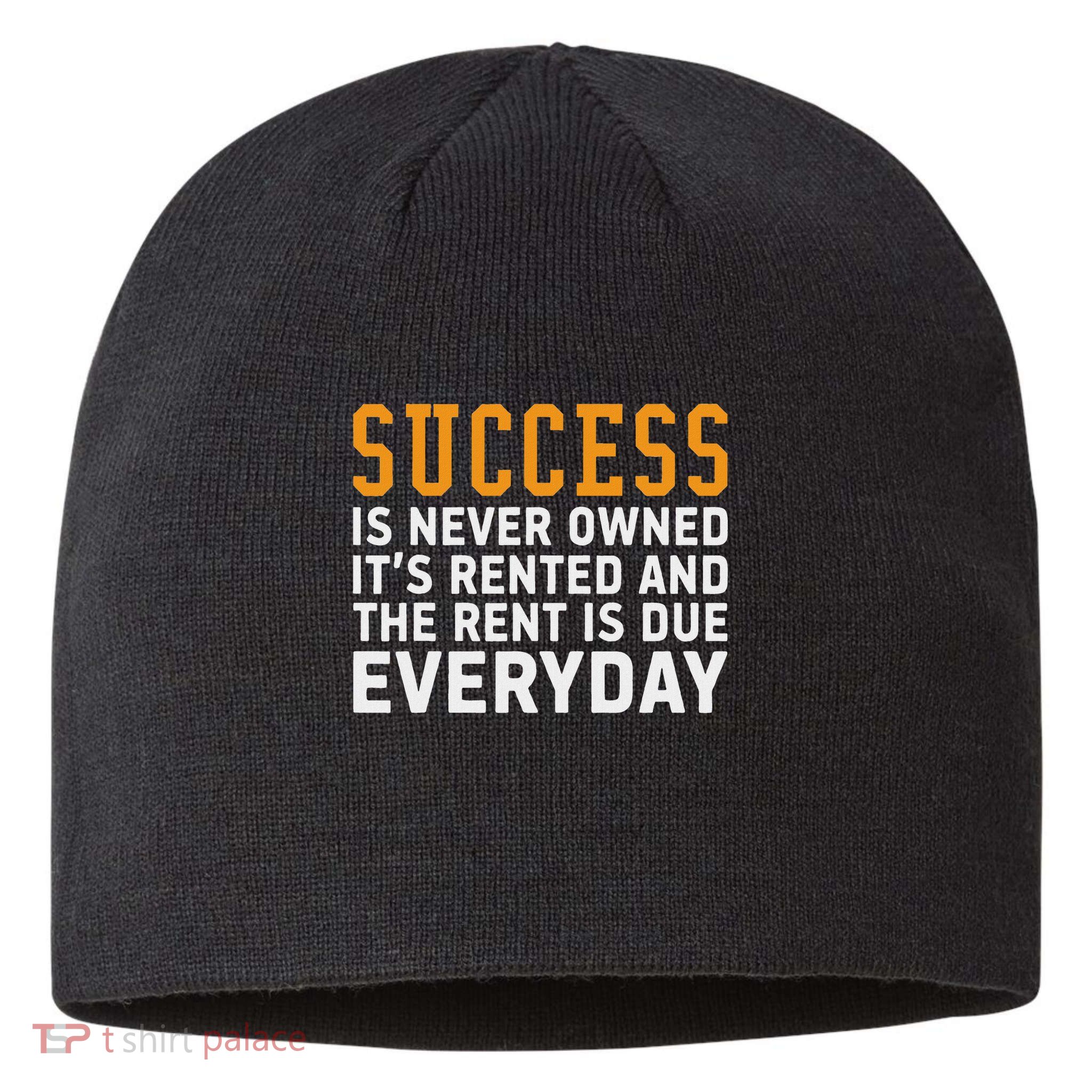 Success Is Never Owned It's Rented And Rent Is Due Everyday Sustainable Beanie