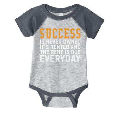Success Is Never Owned It's Rented And Rent Is Due Everyday Infant Baby Jersey Bodysuit