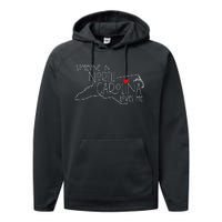 Someone In North Carolina Loves Me Funny State Map Design Performance Fleece Hoodie