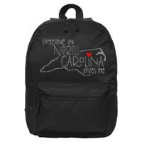 Someone In North Carolina Loves Me Funny State Map Design 16 in Basic Backpack