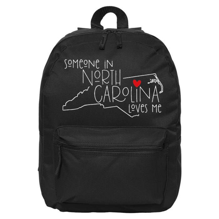 Someone In North Carolina Loves Me Funny State Map Design 16 in Basic Backpack