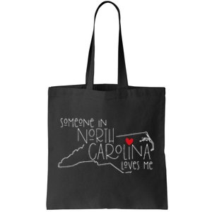 Someone In North Carolina Loves Me Funny State Map Design Tote Bag