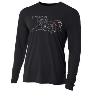 Someone In North Carolina Loves Me Funny State Map Design Cooling Performance Long Sleeve Crew