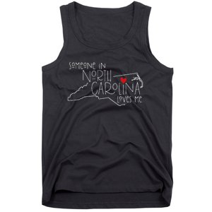 Someone In North Carolina Loves Me Funny State Map Design Tank Top