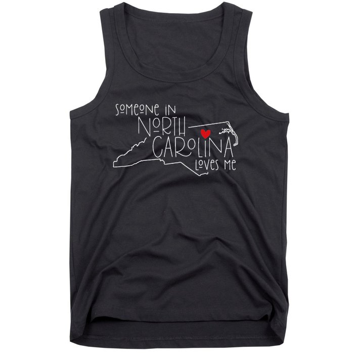 Someone In North Carolina Loves Me Funny State Map Design Tank Top