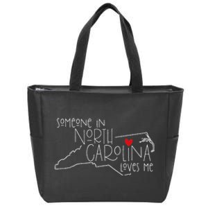 Someone In North Carolina Loves Me Funny State Map Design Zip Tote Bag