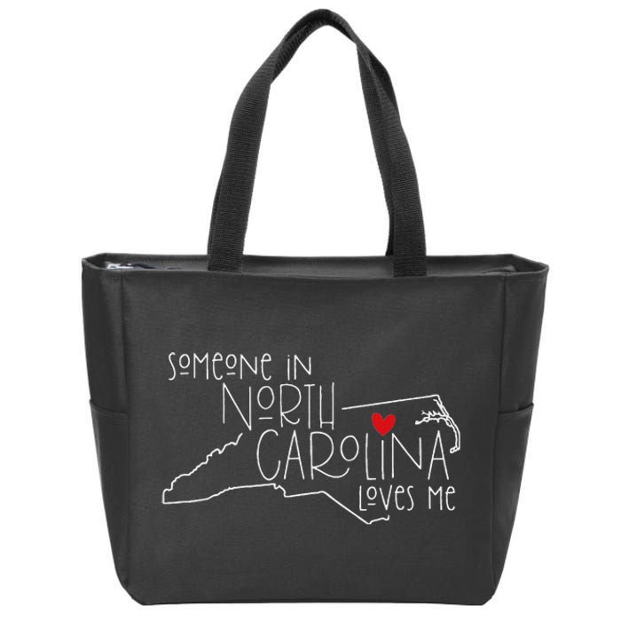 Someone In North Carolina Loves Me Funny State Map Design Zip Tote Bag