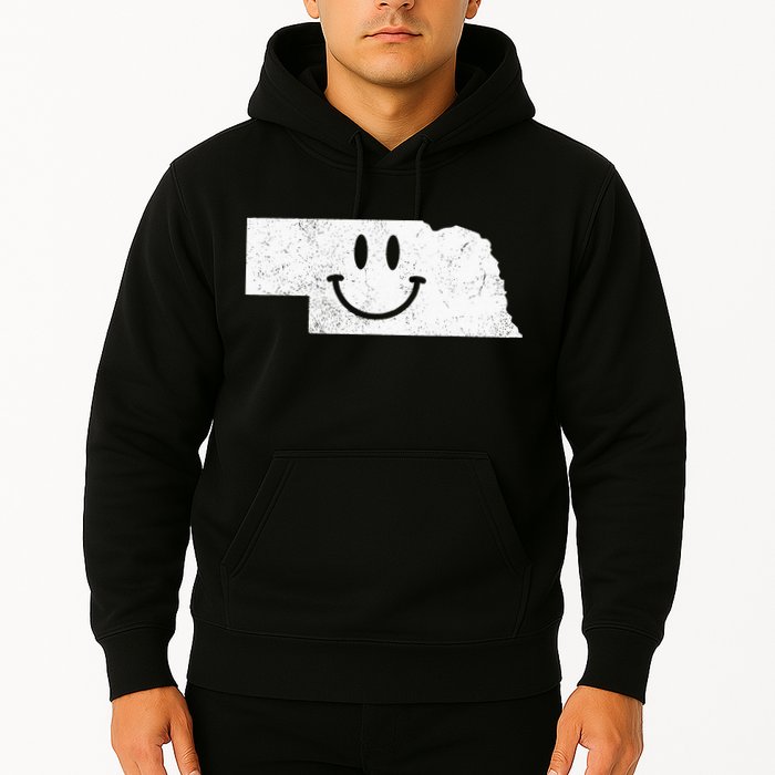 Smiling In NE – Funny Nebraska Happy Face Hoodie
