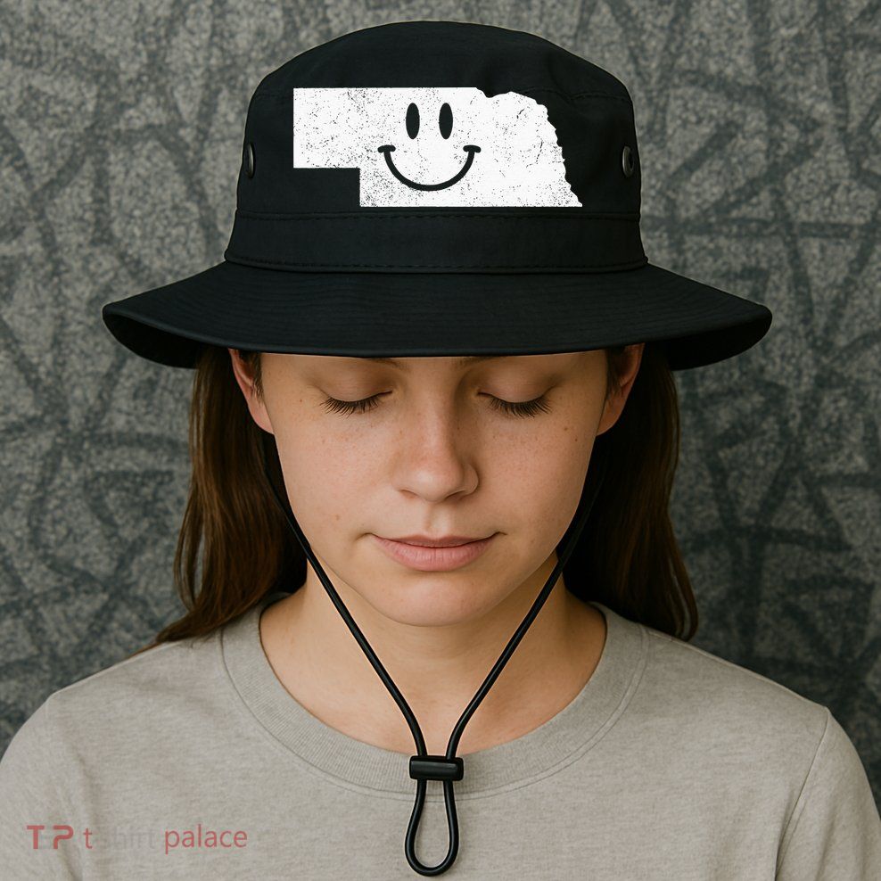 Smiling In NE – Funny Nebraska Happy Face Bucket Hat