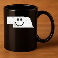 Smiling In NE – Funny Nebraska Happy Face 11oz C Handle Ceramic Mug