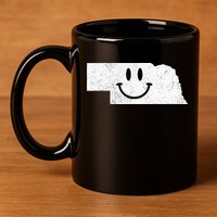 Smiling In NE – Funny Nebraska Happy Face 11oz C Handle Ceramic Mug