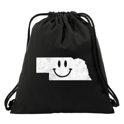 Smiling In NE – Funny Nebraska Happy Face Drawstring Bag
