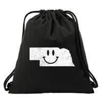 Smiling In NE – Funny Nebraska Happy Face Drawstring Bag