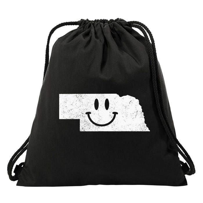 Smiling In NE – Funny Nebraska Happy Face Drawstring Bag