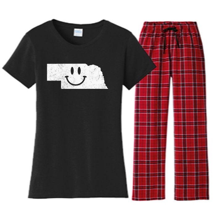 Smiling In NE – Funny Nebraska Happy Face Women's Flannel Pajama Set