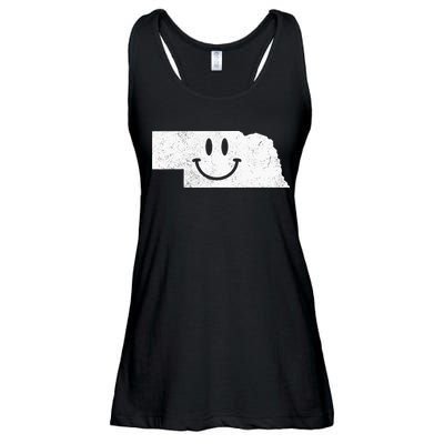 Smiling In NE – Funny Nebraska Happy Face Ladies Essential Flowy Tank