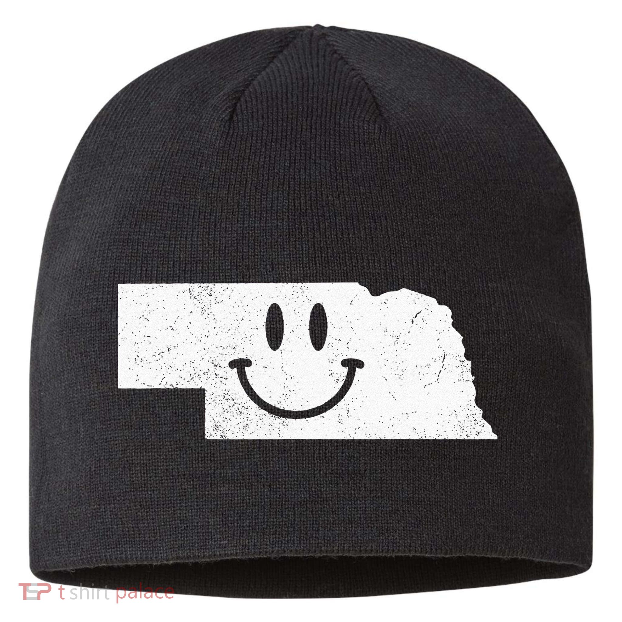 Smiling In NE – Funny Nebraska Happy Face Sustainable Beanie