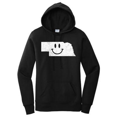 Smiling In NE – Funny Nebraska Happy Face Women's Pullover Hoodie