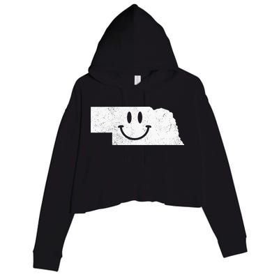 Smiling In NE – Funny Nebraska Happy Face Crop Fleece Hoodie