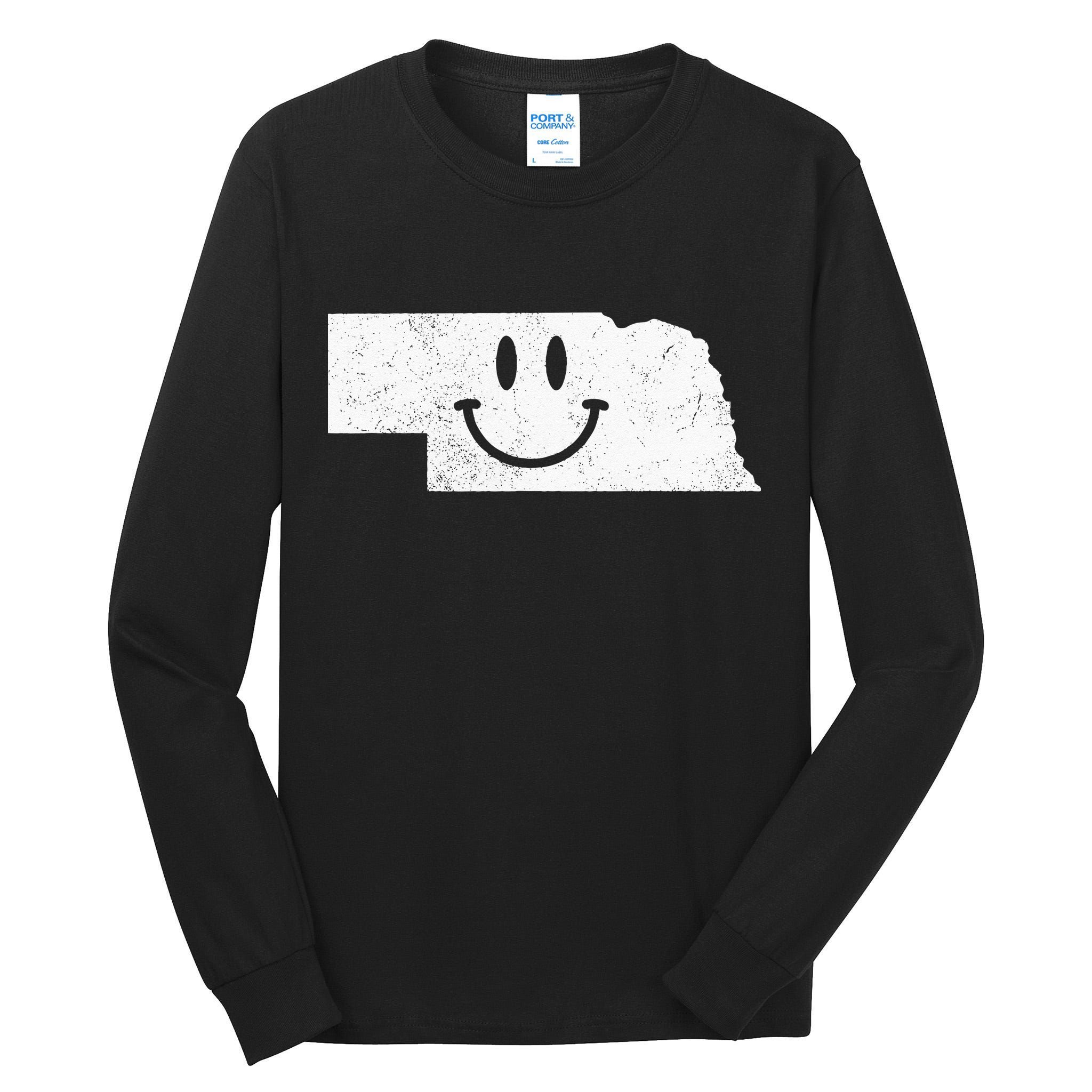 Smiling In NE – Funny Nebraska Happy Face Tall Long Sleeve T-Shirt