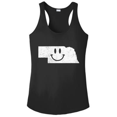 Smiling In NE – Funny Nebraska Happy Face Ladies PosiCharge Competitor Racerback Tank