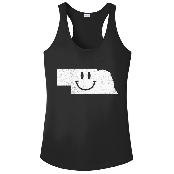 Smiling In NE – Funny Nebraska Happy Face Ladies PosiCharge Competitor Racerback Tank