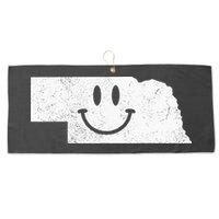 Smiling In NE – Funny Nebraska Happy Face Large Microfiber Waffle Golf Towel
