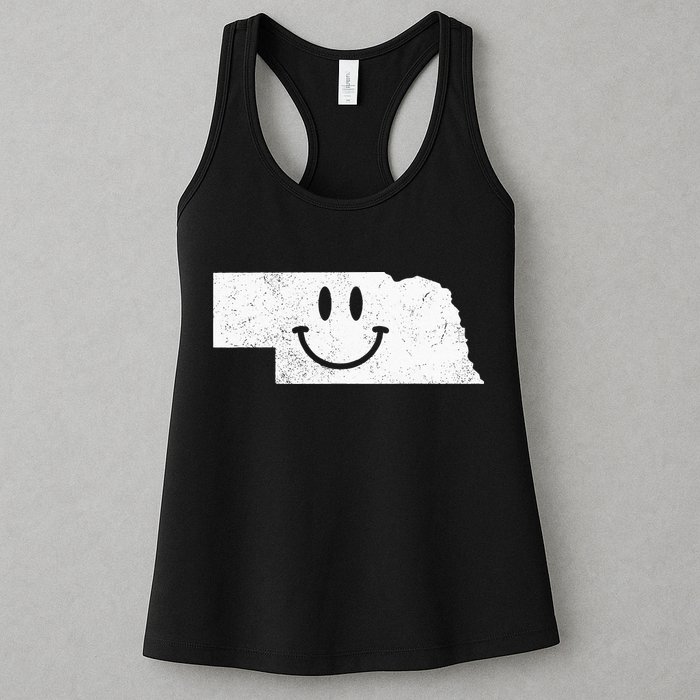 Smiling In NE – Funny Nebraska Happy Face Womens Tank Top